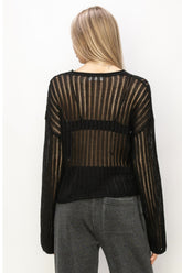 HYFVE Openwork Ribbed Long Sleeve Knit Top - Chic & Comfortable Fashion